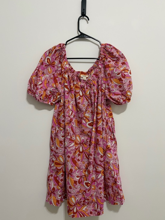 a.n.a Dresses & Skirts - a.n.a Floral Puff-Sleeve Dress Linen Blend